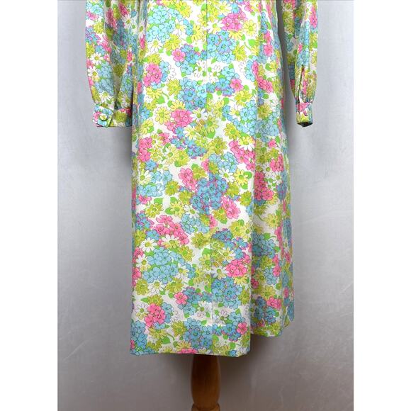 Posh Jay Anderson Vintage Dress Women's 16 Midi Retro Colorful Floral Belt Tie - Picture 10 of 12